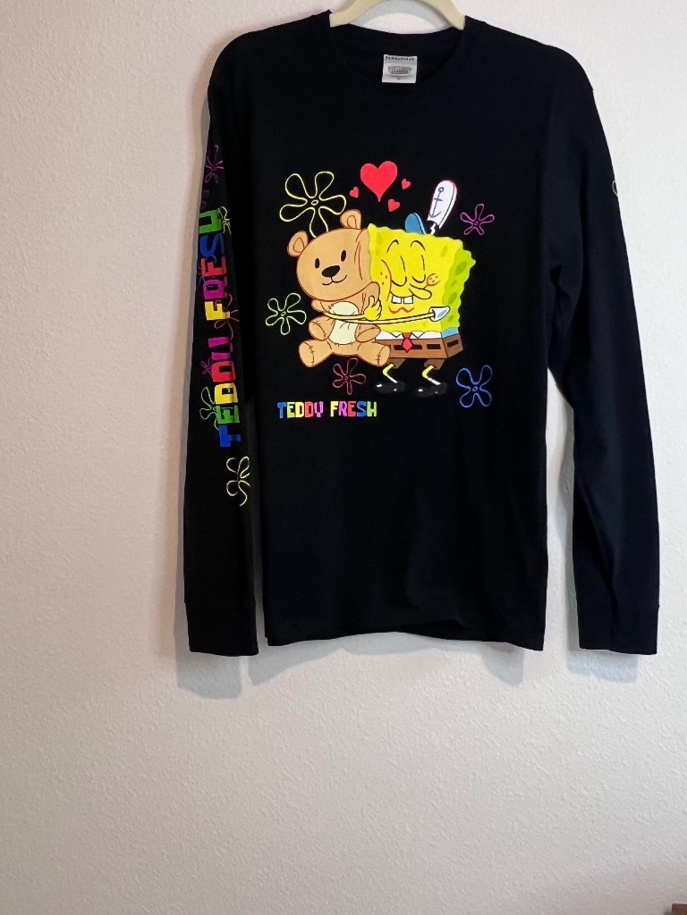 Teddy Fresh x SpongeBob SquarePants Long Sleeve Tee Black Size M Hug Graphic